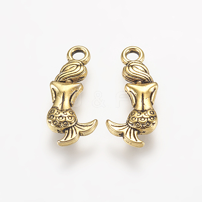 Tibetan Style Alloy Mermaid Pendants LS-TIBEP-5402-AG-FF-1