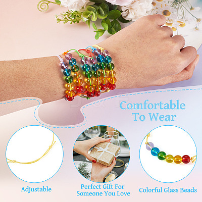 6Pcs Glass Beads Bracelets BJEW-TAC0038-1