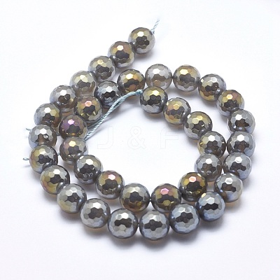 Electroplated Natural Agate Beads Strands G-O164-01A-6mm-1