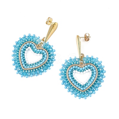 Glass Seed Bead Dangle Earrings EJEW-MZ00768-01-1
