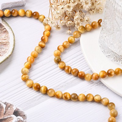 Natural Gold Tiger Eye Beads Strands G-G212-8mm-18-1