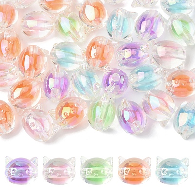 32Pcs UV Plating Rainbow Iridescent Acrylic Beads OACR-FS0002-16-1