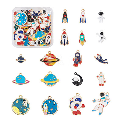 36Pcs 18 Styles Baking Paint Alloy Pendants FIND-CD0001-02-1