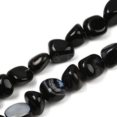 Natural Black Agate Beads Strands G-L630-F01-01H-1