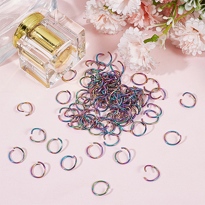 100pcs Rainbow Color 304 Stainless Steel Open Jump Rings STAS-ME0003-78B-1