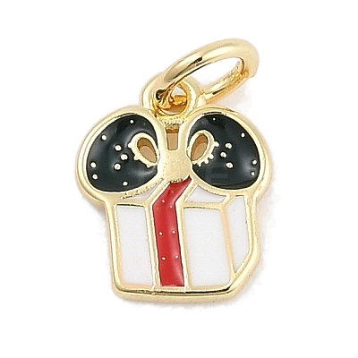 Christmas Brass Enamel Charms KK-Q028-71G-02-1
