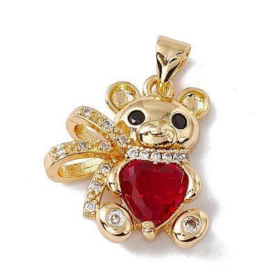Brass with Cubic Zirconia Pendants KK-G439-63G-1