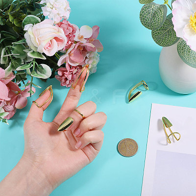 5Pcs Fingernail Shaped Brass Alloy Finger Rings for Women MRMJ-GL0001-21-1