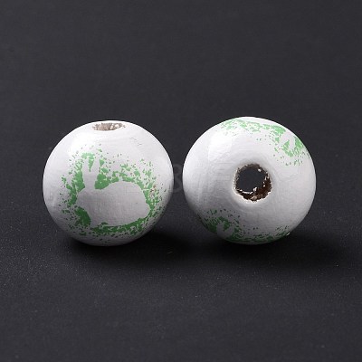 Easter Theme Printed Wood European Beads WOOD-C002-10B-1
