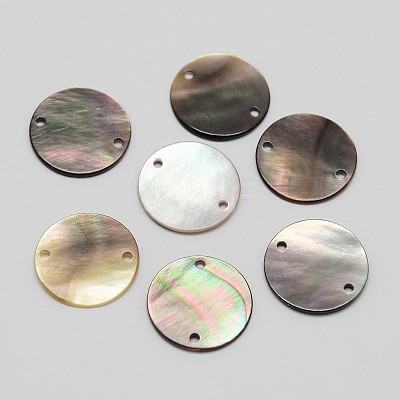 Flat Round Black Lip Shell Links connectors SSHEL-M011-10-1