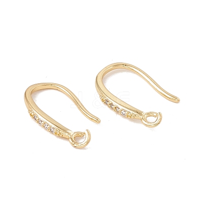 Brass Micro Pave Clear Cubic Zirconia Earring Hooks KK-G415-27G-1