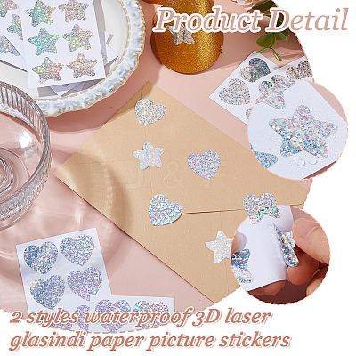 60Pcs 2 Styles Glasindi Paper Picture Stickers STIC-HS0001-01-1