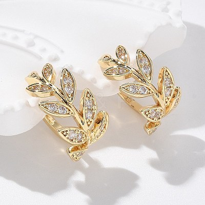 Brass Micro Pave Clear Cubic Zirconia Cuff Earrings EJEW-I249-11G-1