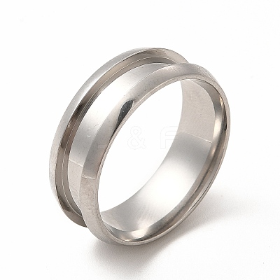Non-Tarnish 201 Stainless Steel Grooved Finger Ring Settings STAS-P323-09P-1