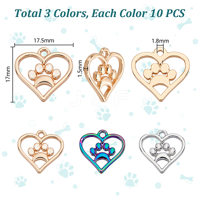 30Pcs 3 Colors Alloy Pendants FIND-GA0005-50-1
