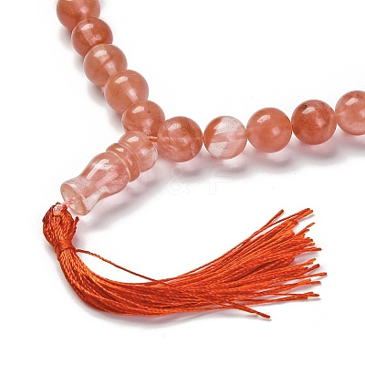 Synthetic Cherry Quartz Glass Beads Stretch Bracelets BJEW-A025-01O-1