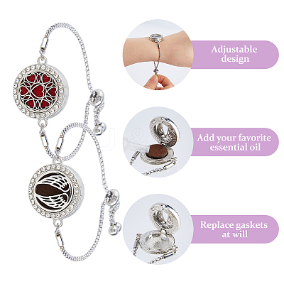 316 Surgical Stainless Steel & Alloy Rhinestone Diffuser Locket Slider Bracelets BJEW-HS0001-14-1