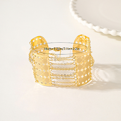 Hollow Brass Rhombus Wide Link Bracelets for Women GM9840-1