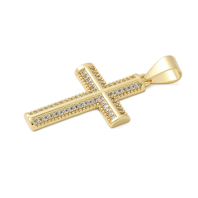 Brass Micro Pave Cubic Zirconia Pendants KK-P293-21E-G-1