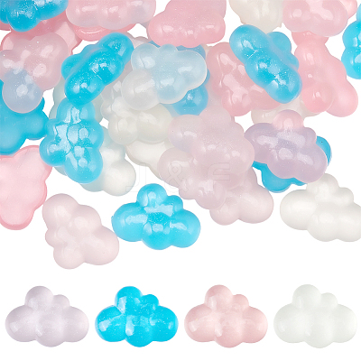 40pcs 4 Colors Luminous Transparent Resin Cabochons RESI-SC0006-58-1