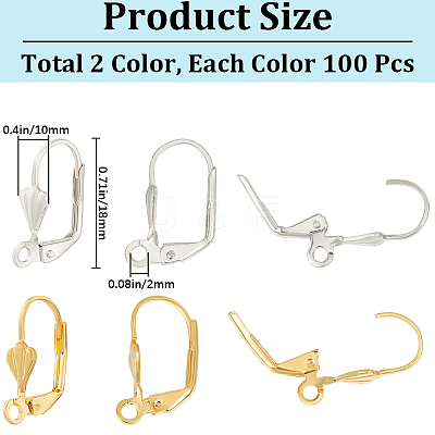 200Pcs 2 Colors Brass Leverback Earring Findings KK-SP0001-03-1