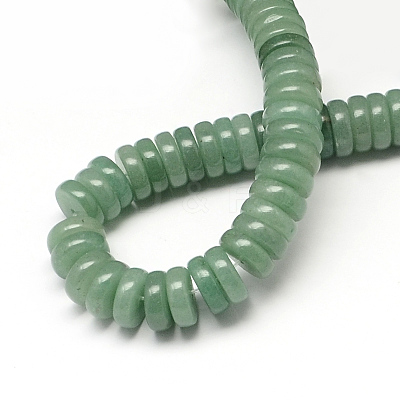 Flat Round/Disc Natural Green Aventurine Beads Strands G-R310-10-1