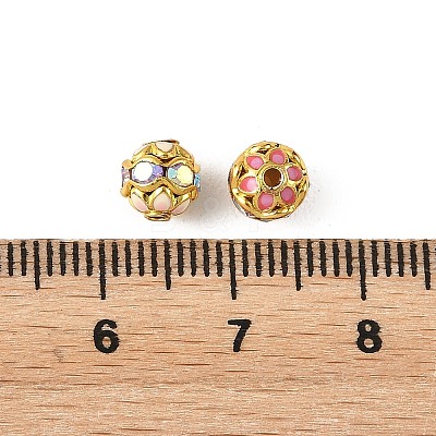 Brass & Alloy & Rhinestone Enamel Beads RB-CBA973B-11E-G-1
