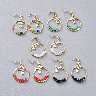 Faceted Glass Dangle Earrings EJEW-JE03734-1