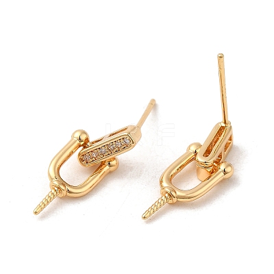 Brass Micro Pave Cubic Zirconia Stud Earring Findings KK-M270-31G-1