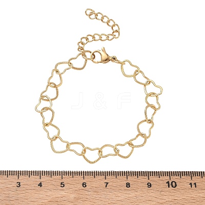 304 Stainless Steel Heart Link Chain Bracelets SA-CBA2696-16G-1