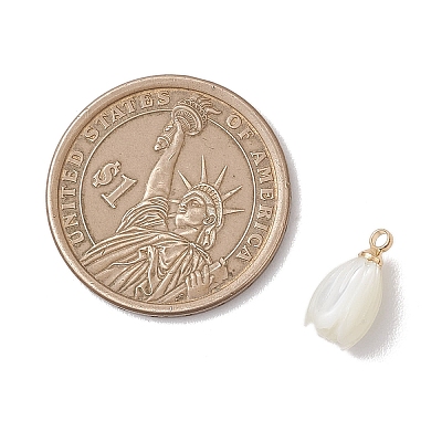 Natural Trochus Shell Tulip Flower Charms PALLOY-JF04860-1