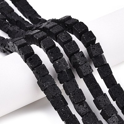 Natural Lava Rock Beads Strands G-T139-8x8-34A-1
