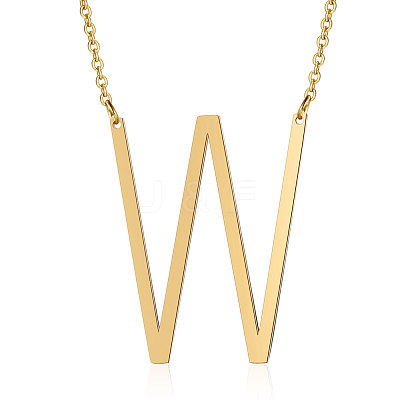 201 Stainless Steel Initial Pendants Necklaces NJEW-S069-JN004D-W-1