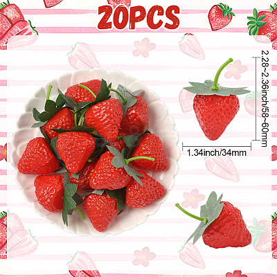 20Pcs Resin Simulated Strawberry AJEW-SP0003-29-1
