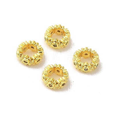 Golden Brass with Cubic Zirconia European Beads KK-B088-01A-03G-1