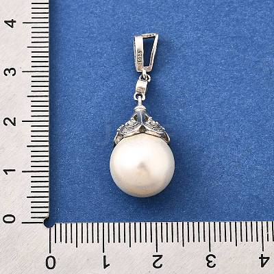 Shell Pearl Round Pendants STER-L067-02P-1