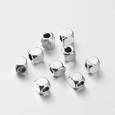 Tibetan Style Alloy Cube Spacer Beads TIBEB-O004-09-1