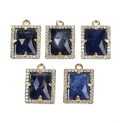 Natural Sodalite Faceted Rectangle Pendants G-I375-05G-08-1