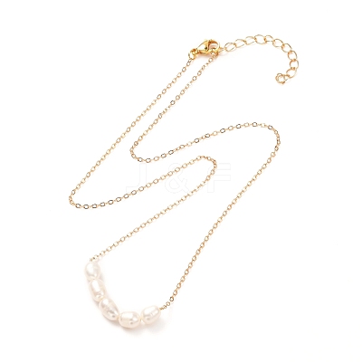 Natural Pearl Beads Pendant Necklace for Girl Women NJEW-JN03667-1