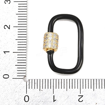 Oval Brass Micro Pave Clear Cubic Zirconia Screw Carabiner Clasps KK-B167-01B-G-1
