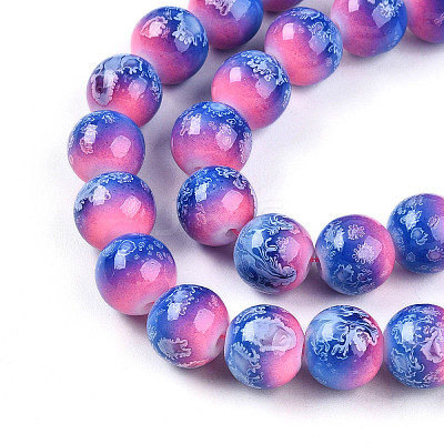 Baking Paint Glass Beads Strands DGLA-N008-10mm-02-1