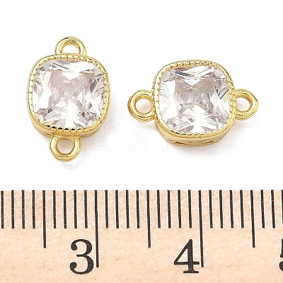 Brass Pave Cubic Zirconia Square Connector Charms KK-P348-06G-05-1