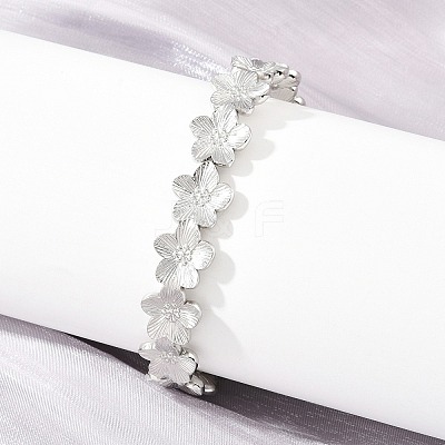 304 Stainless Steel Flower Hinged Cuff Bangles for Women SA-CBA45D5-27P-1