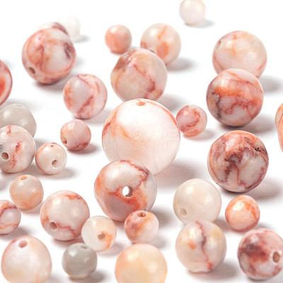 340Pcs 4 Sizes Natural Red Netstone Round Beads G-LS0001-35-1