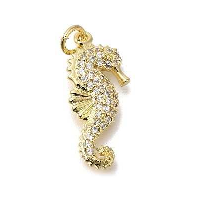 Brass Micro Pave Cubic Zirconia Pendants KK-R002-18G-1
