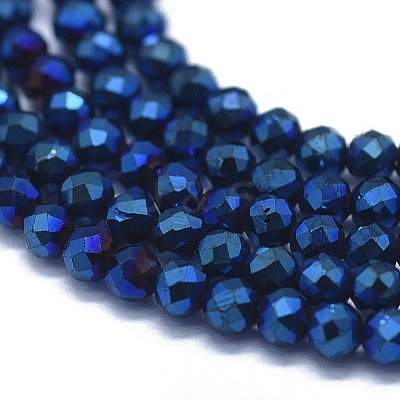 Electroplate Natural Black Spinel Beads Strands G-D0013-78A-1
