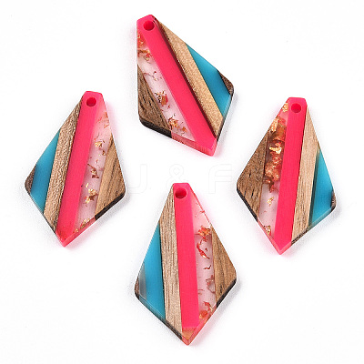 Transparent Resin & Walnut Wood Pendants X-RESI-TAC0017-49-A02-1