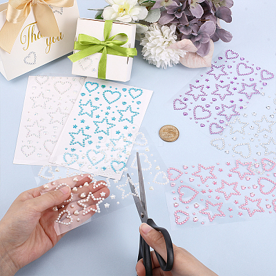 6Pcs 6 Colors Self Adhesive Acrylic Rhinestone Face Gems Stickers AJEW-HY0002-80-1