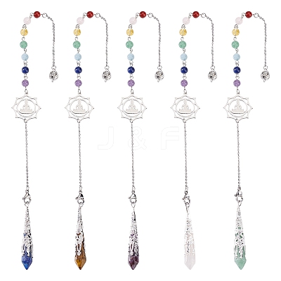 Teardop Natural Gemstone Pointed Dowsing Pendulums PALLOY-GO00018-1