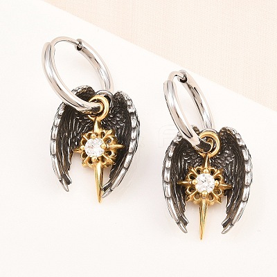 316 Surgical Stainless Wing Hoop Earrings EJEW-C160-12AS-01-1